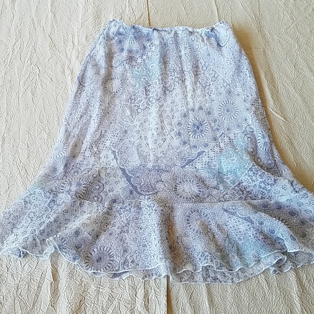 Pastel blue and white skirt